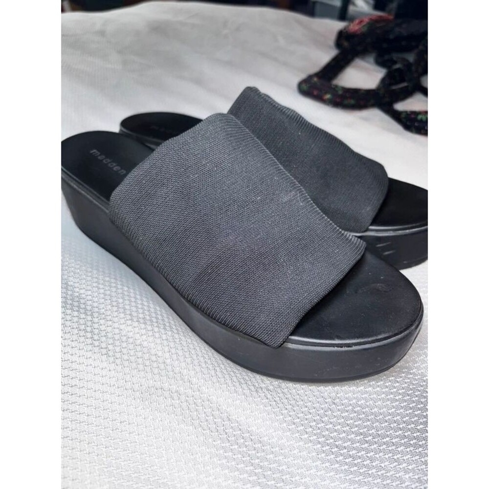 Grunge 90's Black Platform Slide Sandals Wide Strap Chunky Sole Madden Girl